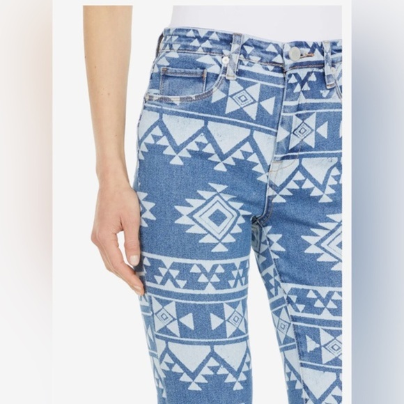 Blank NYC Free People The High Road Madison Crop Geometric Aztec Jeans‎ size 28 - Picture 3 of 7